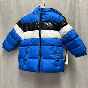 iXtreme Boys Blue Colorblock Stripe Puffer Jacket NEW Winter Coat Size 18M